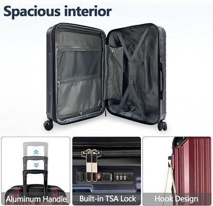 OUZZO 20 Inch Expandable Carry On Luggage 22x14x9 Airline Approved Hardshell Suitcases with Wheels Durable Lightweight Travel Luggage with TSA Lock USB Port for Business Trip Weekend Getaway