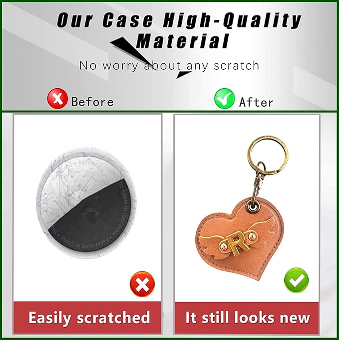 Initial Letter Leather Alphabet Keychain Holder Case Compatible with AirTag,Cute Protective Air Tag Cover with Bronze Keyring,Anti-Scratch Finder GPS Tracker Case for Pets Keys Wallet Luggage(R)