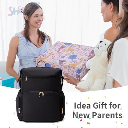 CEI-CEI Neoprene Diaper Bag Backpack Large Newborn Baby Maternity Bags Waterproof Travel Backpack for Mom Dad with Insulated Pockets,Changing Pad