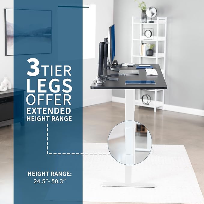 VIVO Electric 83 x 30 in Dual Motor Sit Stand Desk, Memory Height Adjustment, 2B Series, White Top Black Frame, DESK-KIT-2B8W