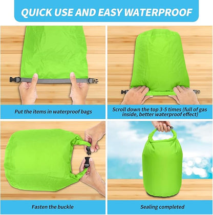 Dry Bag Set, Waterproof Small Lightweight Dry Bags for Paddle Board Kayaking, Fishing, Camping (Green, 70L 2Pack)
