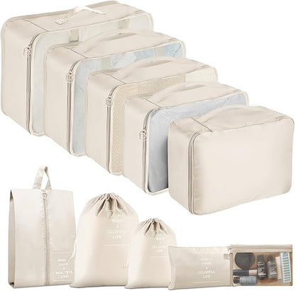 Packing Cubes for Travel-10 Set Luggage Organizer Bags for Family, Mesh Breathable Packing Cubes for Suitcases Durable Travel Essentials Bags Set