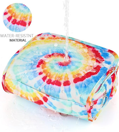 Kids Hanging Toiletry Bag for Girls, Travel Toiletry Bag for Little Young Girls Cosmetic Makeup Waterproof Wash Bag Toddler Traveling Toiletries, Tie Dye Pink