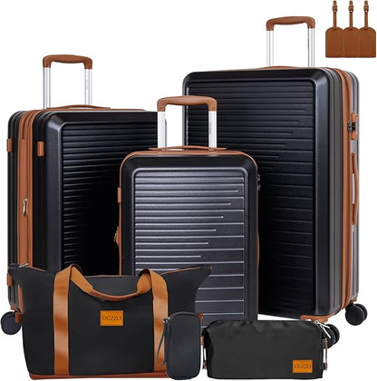 OUZZO Luggage Sets 3 Piece Expandable Suitcase Sets with Double Spinner Wheels Hardshell Lightweight PC Checked Luggage set TSA Lock for Family Trips, Business,Vacation