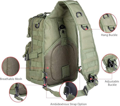 hopopower Tactical Sling Bag, Sport Bag Military Rover Shoulder Backpack EDC Assault Range Bag, Chest Pack Handbag Waterproof