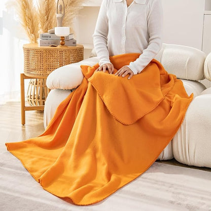 CAI TENG Fleece Throw Blanket Bulk 6 Pack Kids Blankets Throws Soft Lightweight Cozy Polar Fleece50 x 60 Solid Pet-Friendly Bed Sofa Couch Fleece Fabric Travel Wedding Gift Outdoor Orange