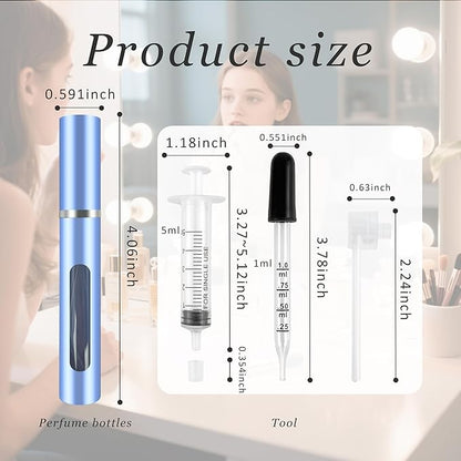 4 Pack Refillable Mini Perfume Atomizer Bottle，Portable Separate Bottles，Travel and Outings Spray Boxes Dispensers 5ml/0.2oz (Blue)