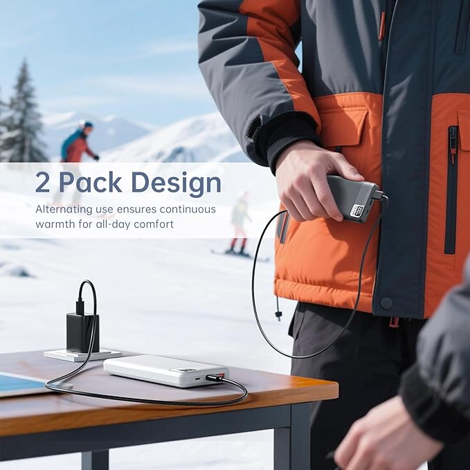 2-Pack Heated Vest Battery Pack USB 5V/12V 10000mAh Fits for DR.Prepare, KOVNLO, Tidewe, FFraao, iHood Electric Heating Hoodie/Jacket/Blanket/Chair/Stadium Seat Cushion PD20W Fast Charger for iPhone