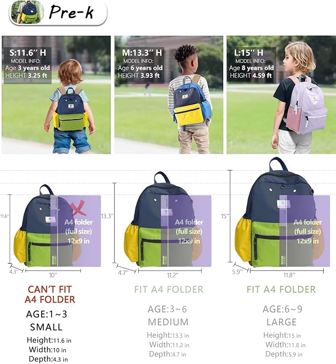 Preschool Toddler Backpack For Boys Girls, School Mini & Travel, Small Kids Child Backpacks, Kindergarten Elementary bag, 11.6" H