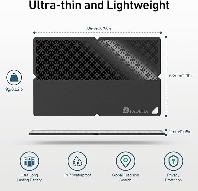 2025 [Apple MFi Certified] (iOS Only) Bluetooth Tracker Smart Card for Apple Find My iPhone Wallet GPS Tracker, 5-10 Years Staying Power, Keys Finder and Item Locator for Keys, Bags, Passport