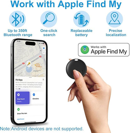 Smart Tracker Tags-4pack,Items Finder Works with Apple Find My App(iOS Only),Replaceable Battery,Trakcer Tag Locator for Keys,Suitcases,Backpack,Bicycle,etc.(Not for Android)