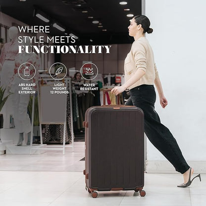 Nine West Bali 32 inch Luggage with Spinner Wheels – Chocolate Hardshell Extra Large Suitcases for Travel with Packing & Laundry Bag – Large Lightweight Suitcase with Wheels – Checked Luggage