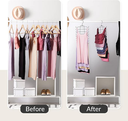 ZEDODIER 4 Pack Tank Top Hanger Space Saving, Bra Hangers for Closet Organizer, Hanging Bra Organizer Tank Tops Holder with 32 Hooks, Metal Closet Organizers and Storage Small Space Solutions, Black
