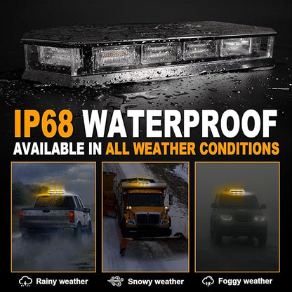 ASPL 16.5 Inch Roof Top Beacon Emergency Strobe Light 56 LED Magnetic Warning Caution lights bar Traffic Hazard Plow Light for Trucks Vehicles Construction Snowplow (Amber/White)