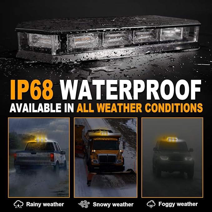 ASPL 16.5 Inch Roof Top Beacon Emergency Strobe Light with Controller 56 LED Magnetic Warning Caution lights bar Traffic Hazard Plow Light for Trucks Vehicles Construction Snowplow (Amber/White)