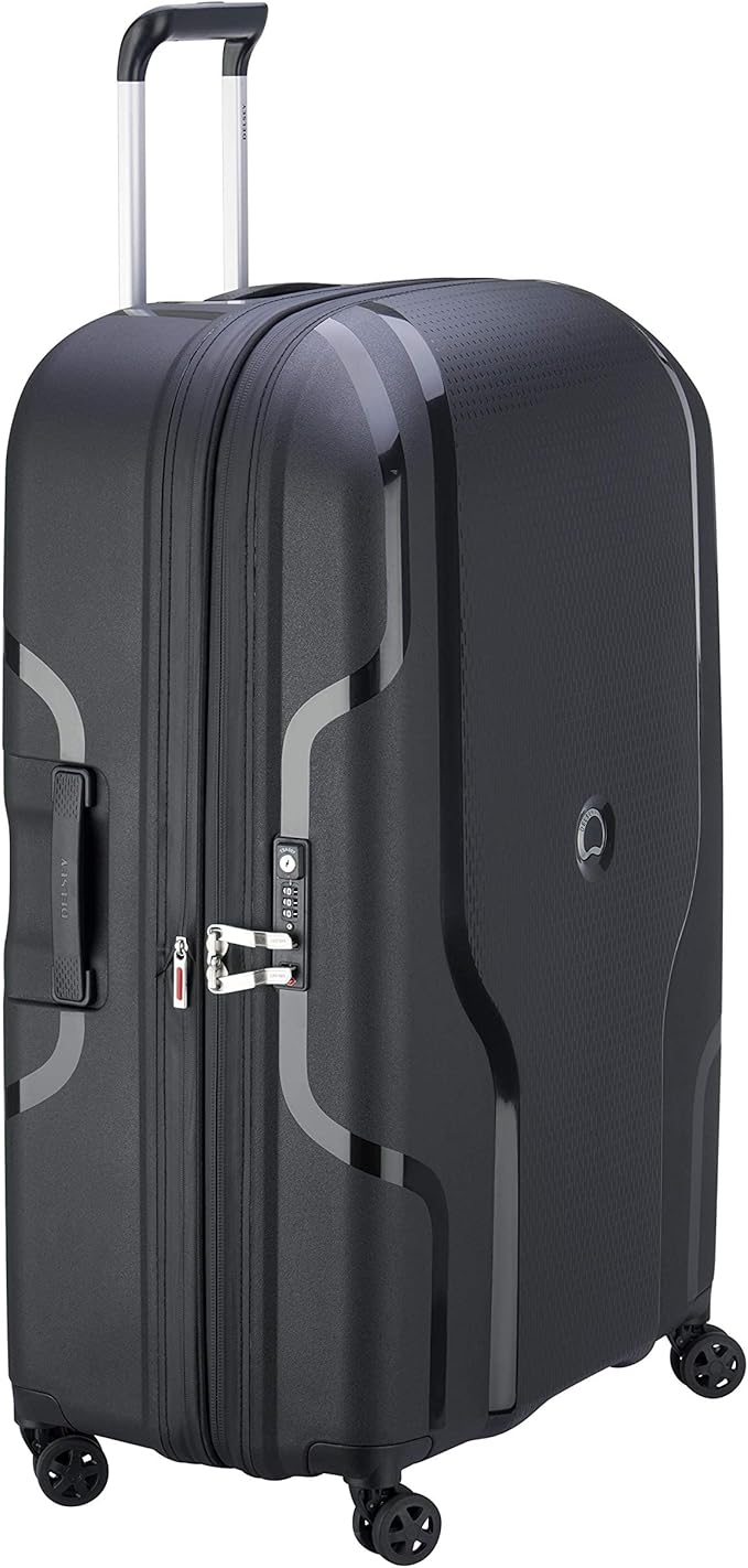 DELSEY PARIS Clavel Hardside Expandable Luggage with Spinner Wheels, Black, Checked-Large 30 Inch