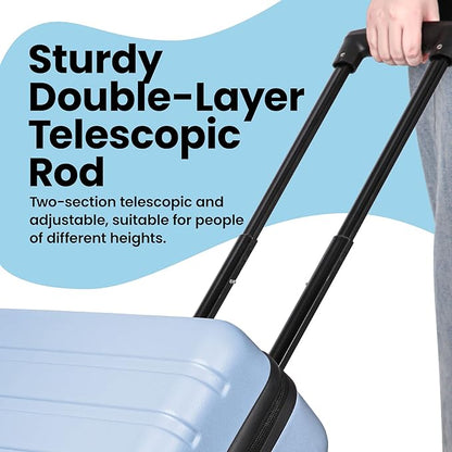 AnyZip Suitcase Hardside PC ABS Lightweight USB Luggage with Wheels TSA Lock Checked-Large 28 Inch Light Blue