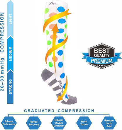 NEWZILL Medical Compression Socks for Women & Men, 20-30 mmHg Knee-High Support for Circulation, All-Day Comfort for Work Travel Running Cycling and Fitness