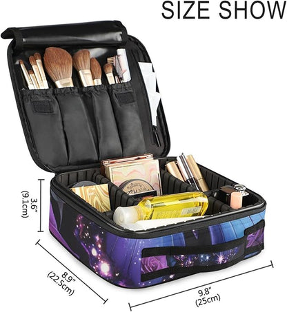 MNSRUU Travel Makeup Bag, Butterfly Rose Women Makeup Case Organizer Cosmetic Toiletry Bag for Teenage Girl with Adjustable Dividers
