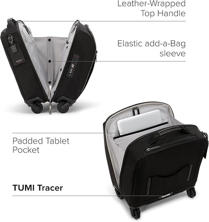 TUMI - Voyageur Leger 4 Wheeled Luggage - Women's Lightweight and Spacious, Sleek Silhouette, Durable Premium Suitcase - 16" Compact Carry-On, Black with Gunmetal Hardware