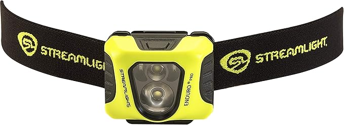 Streamlight 61420 Enduro Pro 200-Lumen 2250-Candela Ultra-Light LED Headlamp with AA Batteries and Elastic Strap, Clear Retail Packaging, Yellow