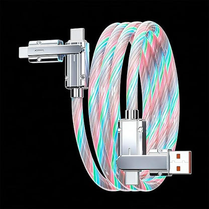 USB Cable PD Fast Charger Lighted Up (USB 4IN1 Colorful),Supports Data Transfer, can be Used as a Night Light, Cable Length Approx. 39 inches, Compatible with Most Devices.
