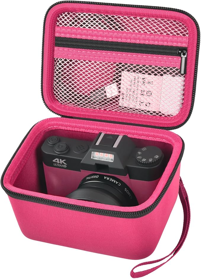 Vlogging Camera Case Compatible with for Duluvulu/for VJIANGER/for JGIPL/for TEBNGIHNM 4K Digital Cameras for Youtube. Vlog Camera Carrying Storage for Lens, Cable and Other Accessories - Red