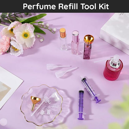 Segbeauty 8pcs 5ml Perfume Refill Tool Kit, Perfume Funnel Refill Dispenser Pump Dropper for Sprayer Atomizer, Plastic Purple Decants for Perfumes Transfer Tool Set 0.17oz, Cologne Making Kit Supplies