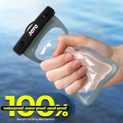 JOTO Up to 7" Universal Waterproof Phone Case for iPhone 17 Air 16 15 14 13 12 11 Plus Pro Max, IPX8 Cellphone Dry Bag XR X SE, Galaxy S23 S22 S21 S20+ S20 S10 Plus Note, Pixel -Grey