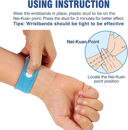 Motion Sickness Bands Anti Nausea Wristband for Adult and Kids Morning Sickness Relief for Pregnant Women Acupressure Nausea Relief for Car, Sea, Air Sickness - 1 Pair Blue