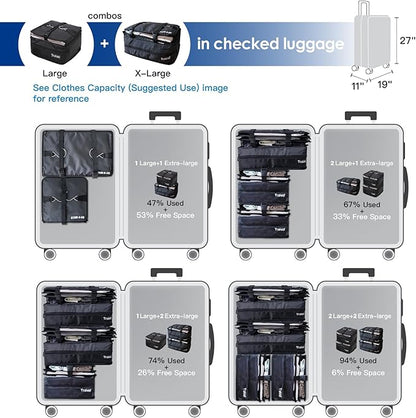 Grand Fusion Stow-N-Go Travel Luggage Organizer – Portable Hanging Travel Shelves, Carry-On Closet Organizer, Hanging Packing Cubes, Collapsible Carry-On Organizer for Cruises & Hotels. Black - L