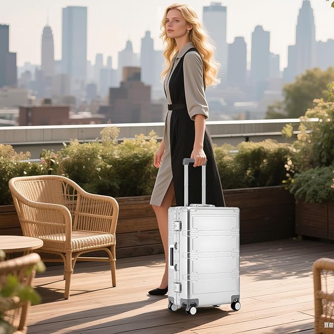 Simcat All Aluminum Carry On Luggage, 20 Inch Hard Shell Zipperless Luggages，Airline Approved Suitcase with TSA Lock and Silent Wheels (Silver,20inch/56.5x21.5x39.5cm)