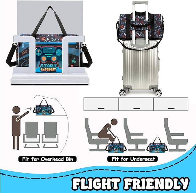 Kids Luggage Sets with Wheels Boys Travel Softside Suitcases 16" Carry on Suitcase with Duffle Bag Boys Luggage Sets Airline Approved