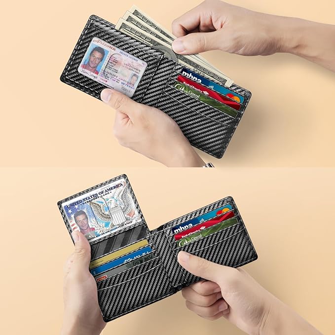 Zitahli Wallet for Men 12 Card Holder Slim Rfid Leather 2 ID Window Wallets With Gift Box Men's Accessories