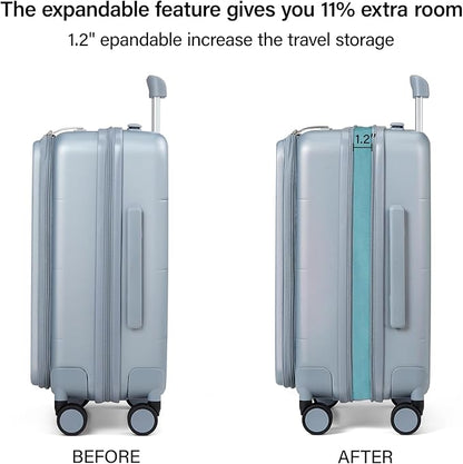 MILADA 24 Inch Expandable Top Opening Luggage with Spinner Wheels Medium Checked Suitcase with Wheels Hard Shell Trunk Suitcase TSA Approved Luggage for travel, Grey