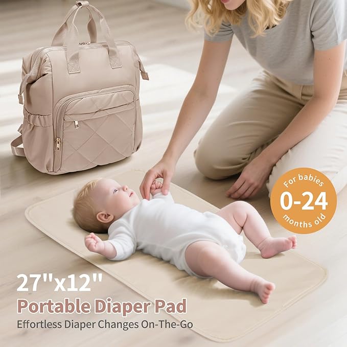 CEI-CEI Diaper Bag Backpack for Mom and Dad, Puffer Baby Bag Backpack with Insulated Pocket, Water-Resistant, Unisex Travel Backpack with Changing Pad & Stroller Straps