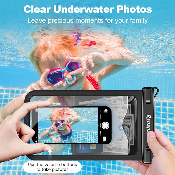 [Up to 10"] Large Waterproof Phone Pouch Bag - 2 Pack IPX8 Waterproof Phone Case for iPhone 17 16 15 Pro Max Galaxy S25 S24 Ultra, Touchscreen & Underwater Photography, Beach Cruise Travel Essentials