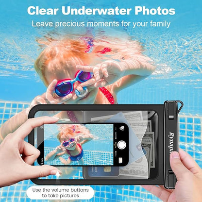 2 Pack Waterproof Phone Pouch - 10in Waterproof Phone Case with Lanyard, IPX8 Cell Phone Dry Bag Beach Cruise Ship Essentials for iPhone 17 16 15 Pro Max, Galaxy S25 S24 Ultra