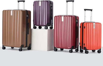 Hanke 24 Inch Luggage Suitcases With Spinner Wheels Lightweight PC Hard Shell Rolling Suitcase With Travel Lock,Checked-Medium 24-Inch（Purple）