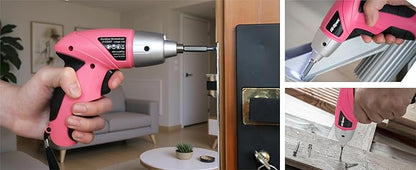 Hi-Spec Electric Screwdriver 27pc 3.6V Pink USB Small Power Screwdriver Set. Cordless & Rechargeable with Driver Bit Set