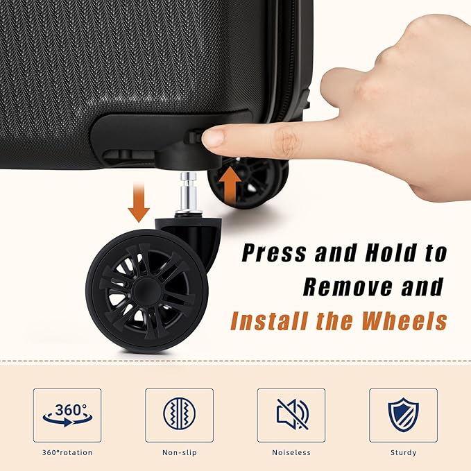 Expandable Luggage Sets 5 Piece,Suitcases with Detachable Wheels,ABS Hard Case Luggage with TSA Lock Spinner Wheels,Carry On Luggage Set