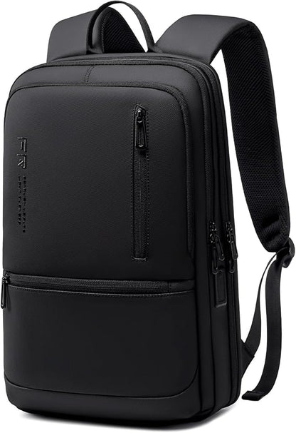 Slim Laptop Backpack for Men, Lightweight Backpack with USB Charging Port,Water Resistant 15.6 Inch Laptop Bag - Black