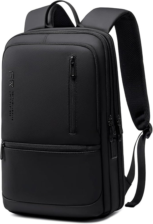 Slim Laptop Backpack for Men, Lightweight Backpack with USB Charging Port,Water Resistant 15.6 Inch Laptop Bag - Black
