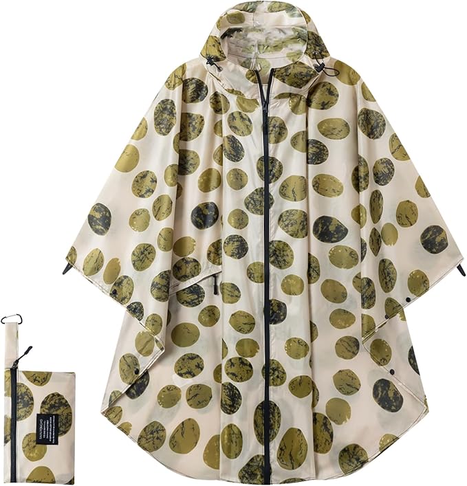 Hooded Rain Ponchos for Adult - Rain Coat and Rain Jacket with Waterproof Pocket and Zipper