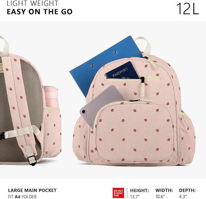 Corduroy Toddler Backpack for Girls 2-5, Preschool Kindergarten Backpack - Cute Kids Backpacks for Girls 13.7" H Fit Folder