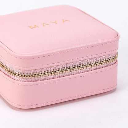 Angelina's Palace Personalized Jewelry Case with Name Engraved,Custom Leather Travel Jewelry Organizer Box for Rings,Earrings,Necklaces,Birthday Bridesmaid Gift For Women