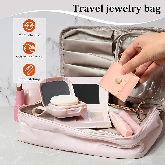 3PCS Mini Travel Jewelry Bag Organizer – Foldable Velvet Portable Pouch with Buckle, Multi-Compartment Small Jewelry Case for Rings, Earrings,Necklaces – Compact Storage Gift for Women Travelers