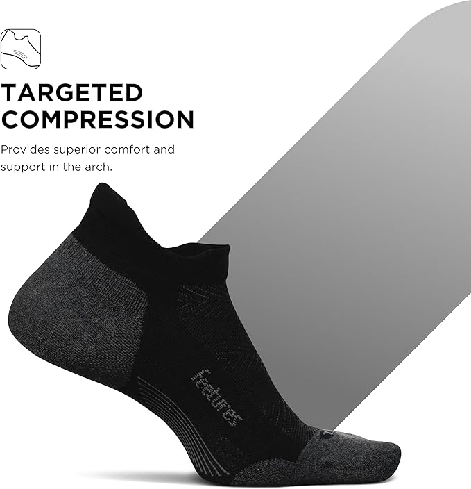 Feetures Elite Max Cushion No Show Tab Ankle Socks - Sport Sock with Targeted Compression