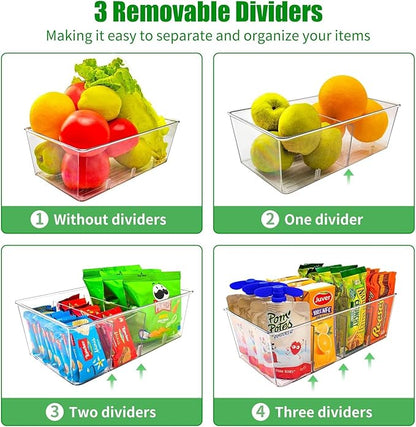 5 Pack Pantry Organizers and Storage,Clear Plastic Bins for Kitchen,Fridge,Drawer Organization and Storage,4 compartment Snack Containers for Spice Packets,Tea bag