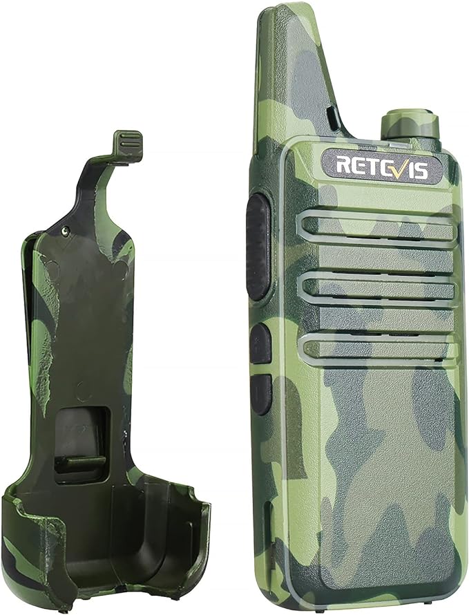 Retevis RT22 Walkie Talkies for Adults, Two Way Radio Long Range Rechargeable, Portable Two-Way Radios, Mini, VOX Handsfree, for Kids Family Camping Hiking Road Trip Adventure (2 Pack, Camouflage)